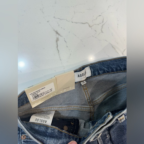 AGOLDE NWT denim jeans size 24 Riley Long High Rise Straight cypher - Picture 4 of 6